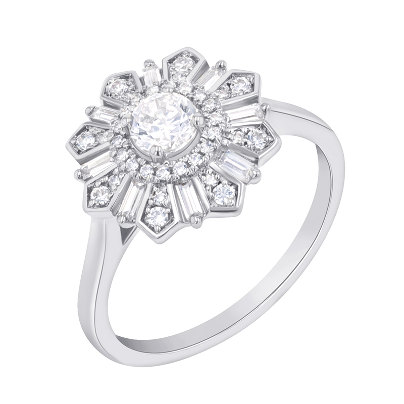 Prsteň s diamantmi v tvare kvetiny 89100