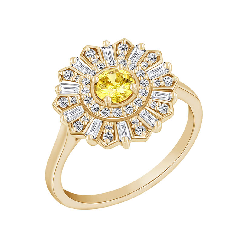 Zafírový prsteň so syntetickými diamantmi zo zlata 92030