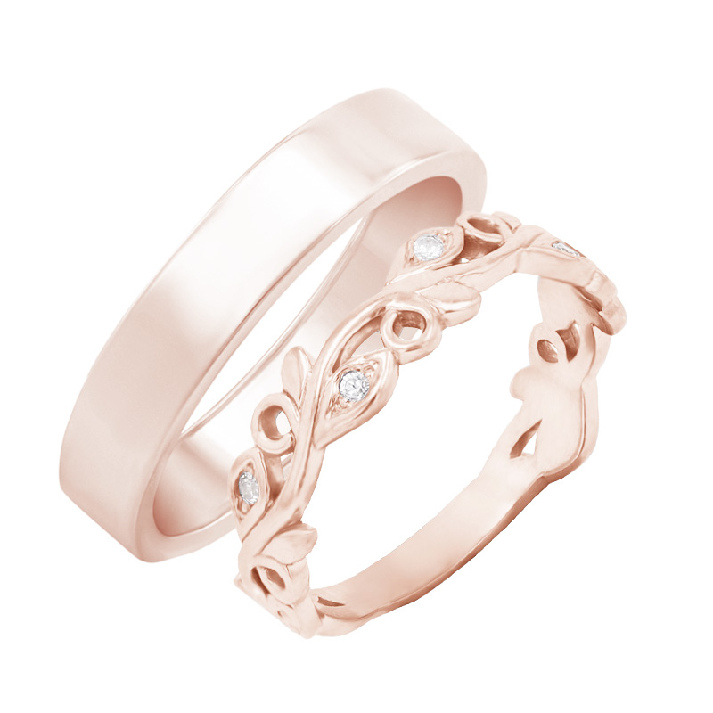 Svadobné prstene s eternity obrúčkou a plochým pánskym prsteňom Munro 98320