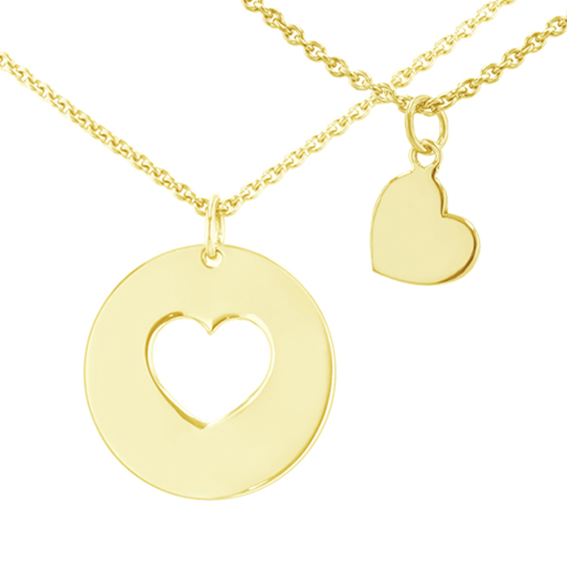 Set strieborných náhrdelníkov v tvare srdca pre dvoch Gabija