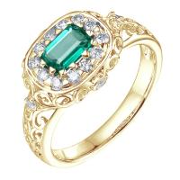 Zlatý prsteň s emerald smaragdom a diamantmi Huzil
