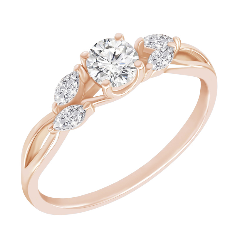 Zásnubný prsteň s moissanitom a marquise diamantmi Fera 100461