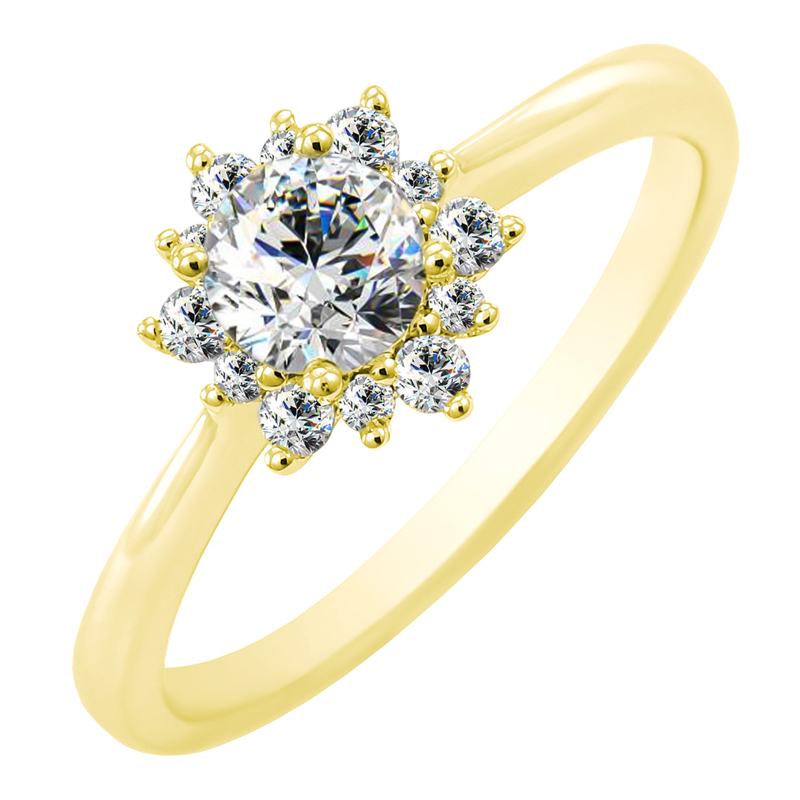 Zásnubný prsteň s moissanitom a lab-grown diamantmi Halima 100601