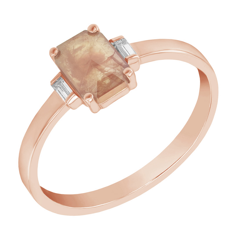 Zlatý prsteň s emerald a baguette diamantmi Casia 100731
