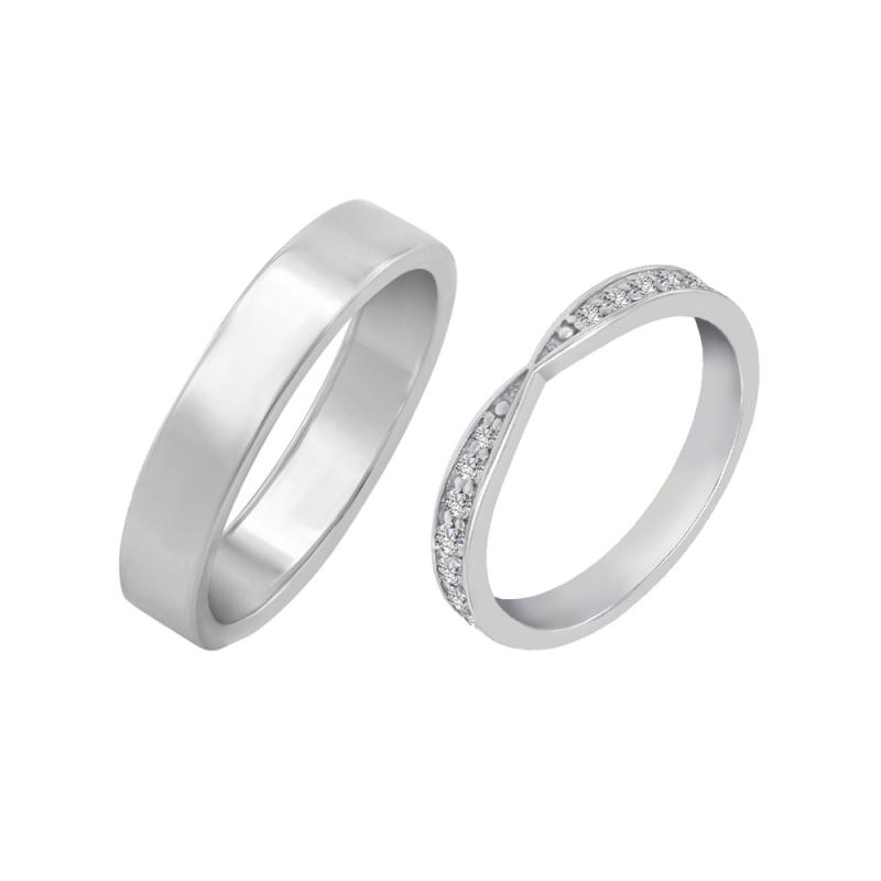 Eternity prsteň s lab-grown diamantmi a pánsky plochý prsteň Taio