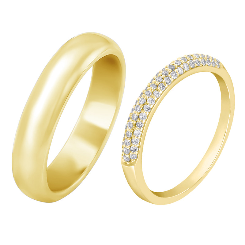 Eternity prsteň s lab-grown diamantmi a pánska pologuľatá prsteň Herlie 102191