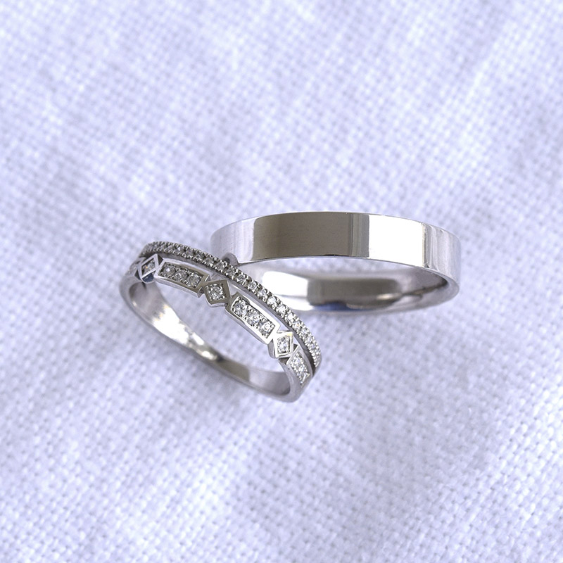 Dámsky prsteň s lab-grown diamantmi a pánsky plochý prsteň Payton 102201
