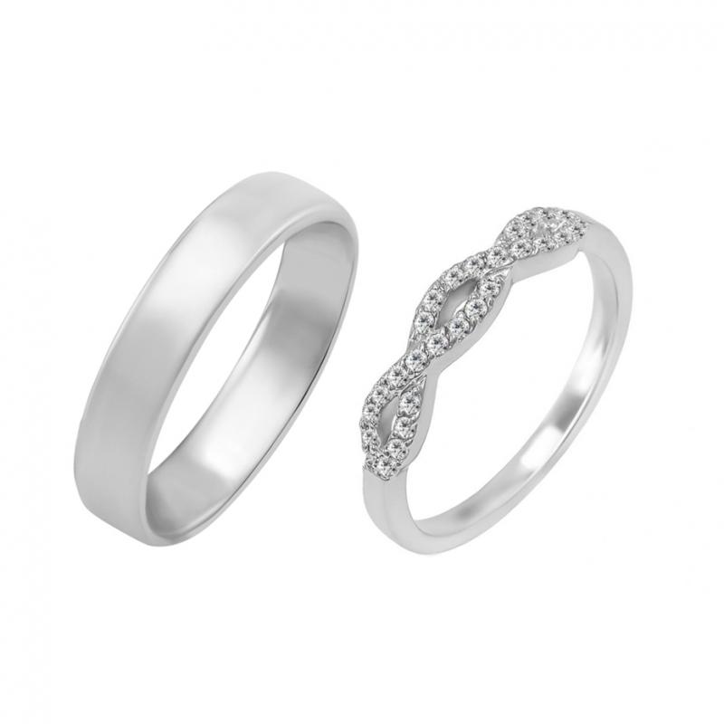 Infinity prsteň s lab-grown diamantmi a pánský komfortný prsteň Cosette