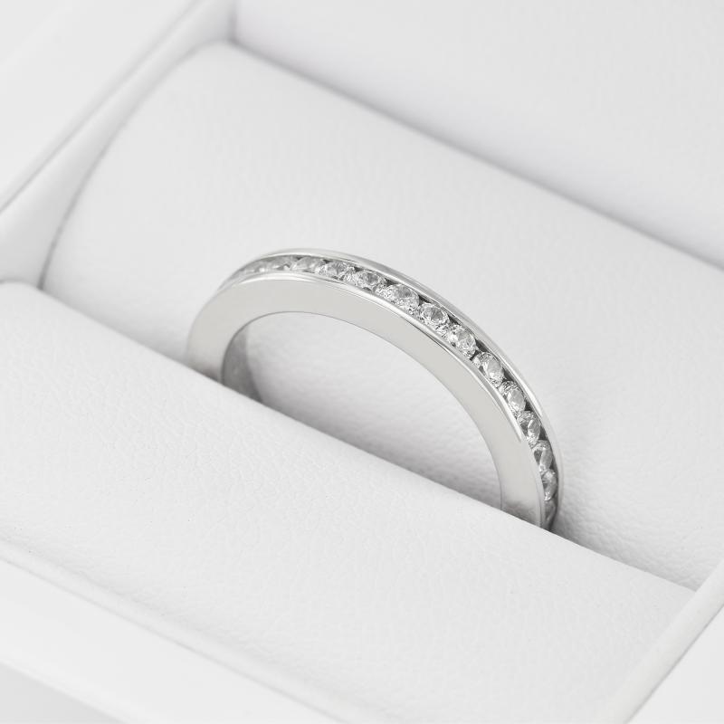 Eternity prsteň s lab-grown diamantmi a plochý svadobný prsteň Ventura 102341
