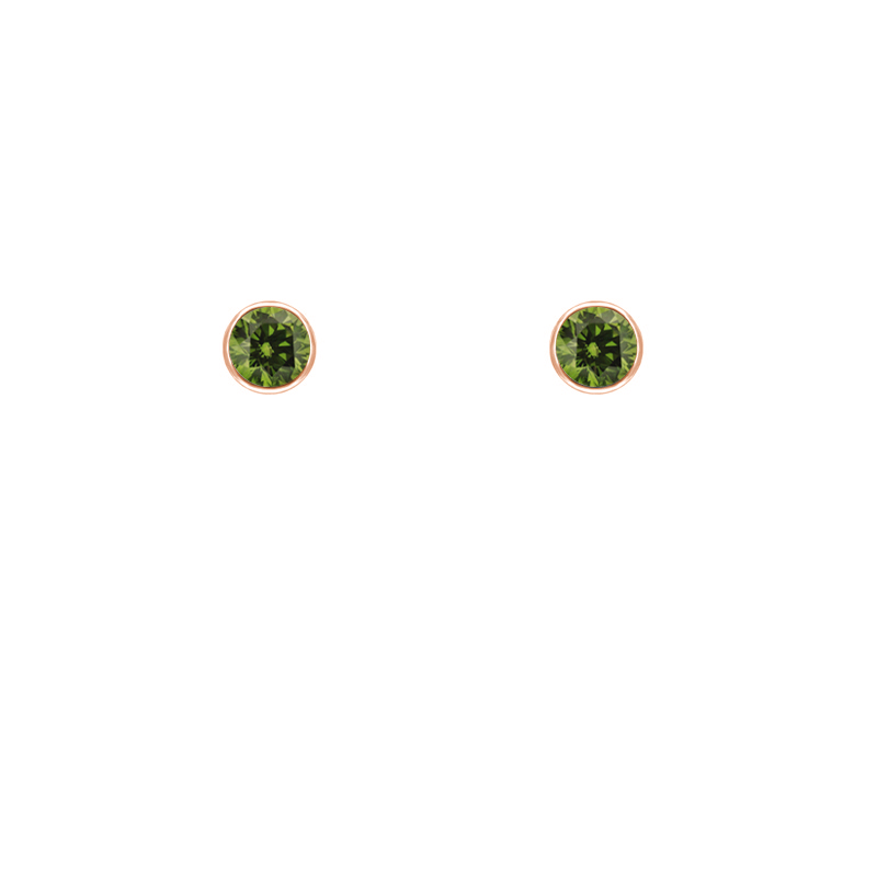Strieborné minimalistické bezel náušnice so zelenými diamantmi Viosa 102931