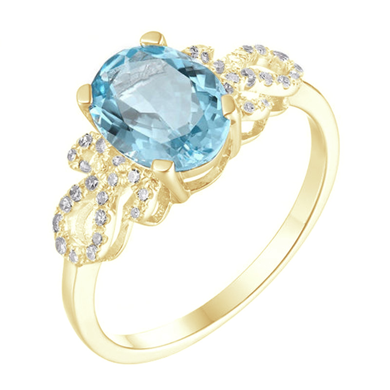 Elegantný zásnubný prsteň s akvamarínom a diamantmi Akako 104581