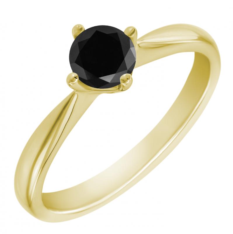 Zlatý prsteň s čiernym diamantom Rohix 10711