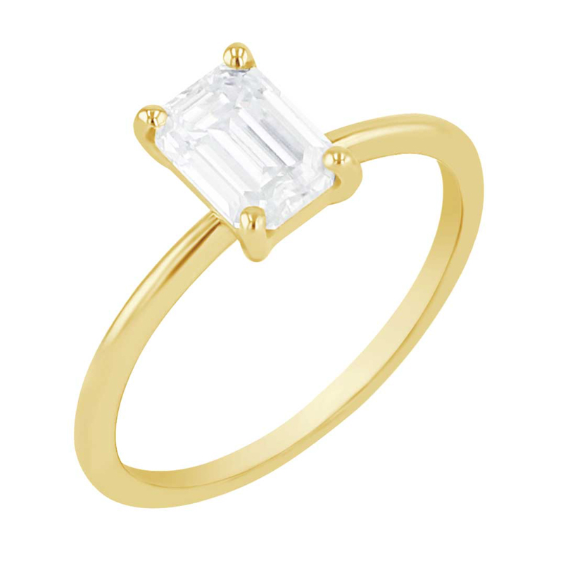 Zásnubný prsteň s emerald moissanitom s výberom veľkosti Shea 110231
