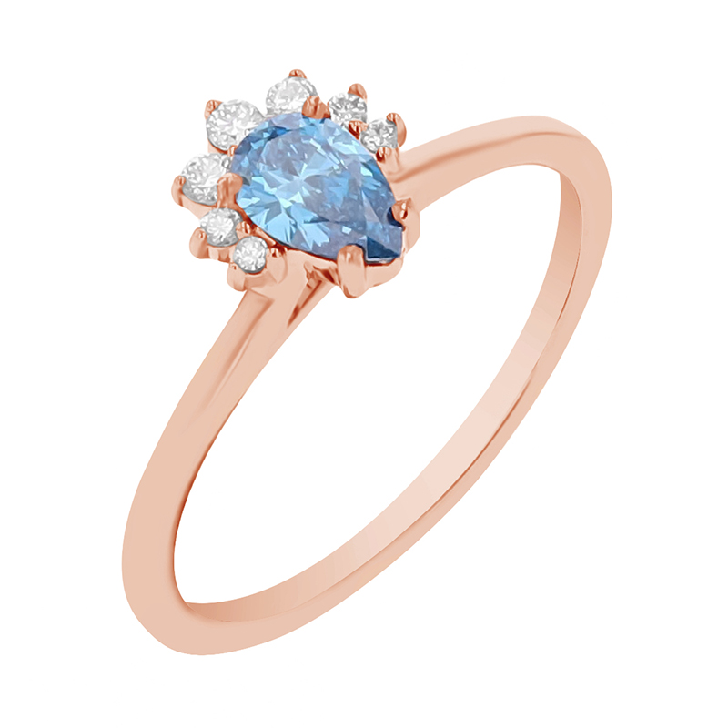 Zásnubný prsteň s certifikovaným fancy blue lab-grown diamantom Aiza 