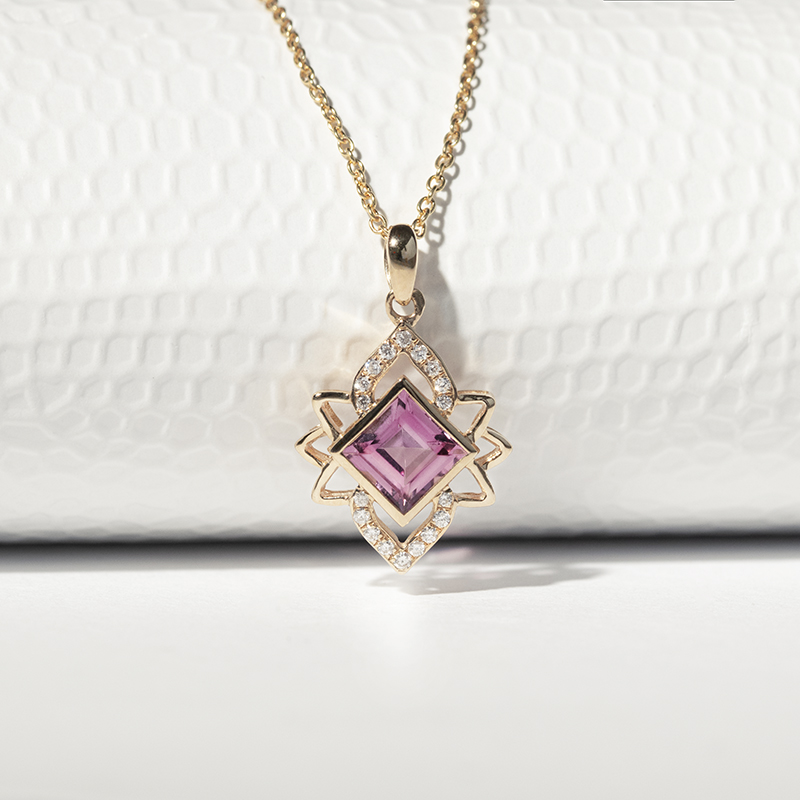 Turmalínový zlatý náhrdelník s diamantmi Jeffre 113031