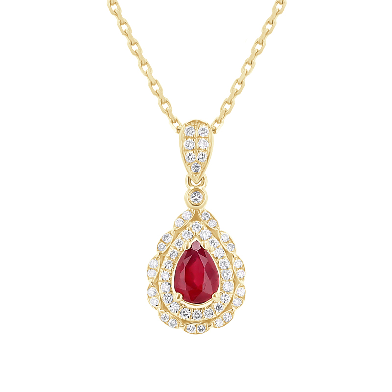 Zlatý rubínový náhrdelník s diamantmi Chailei 113401