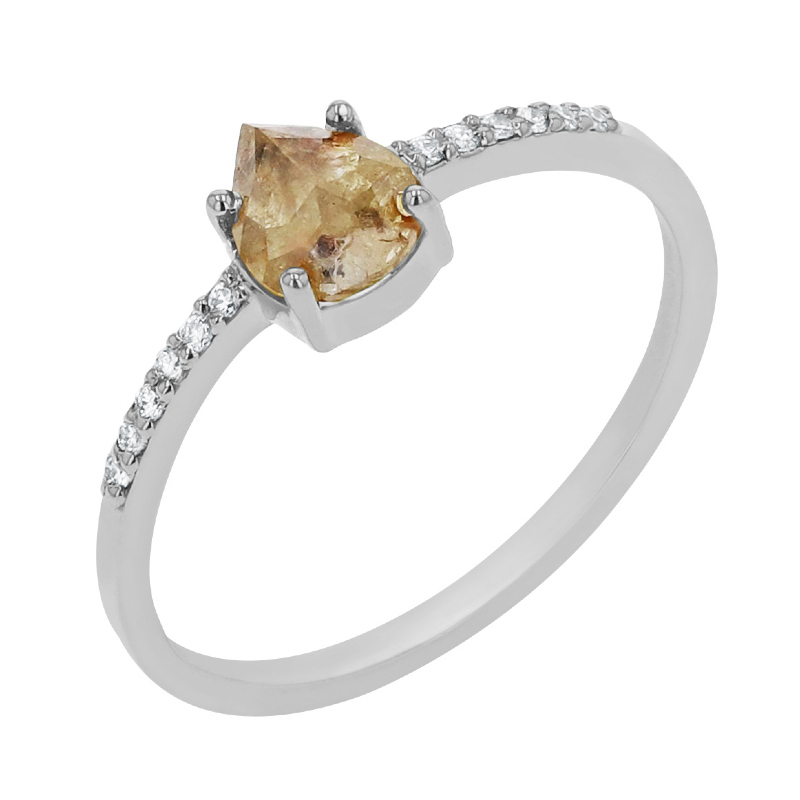 Dokonalý zásnubný prsteň so žltým pear diamantom Manoj 113491