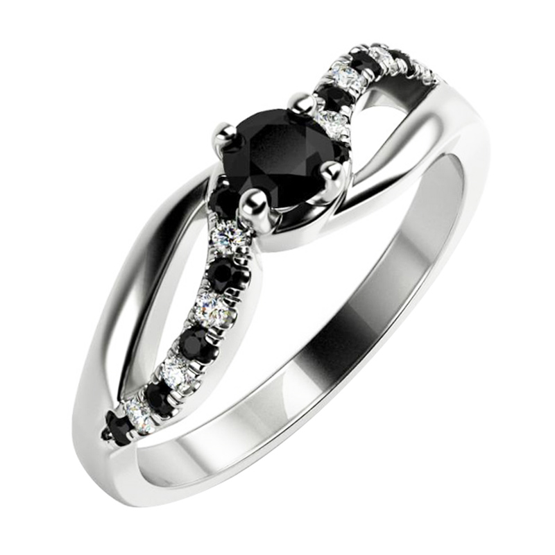 Zásnubný prsteň s čiernymi diamantmi Damica 119341
