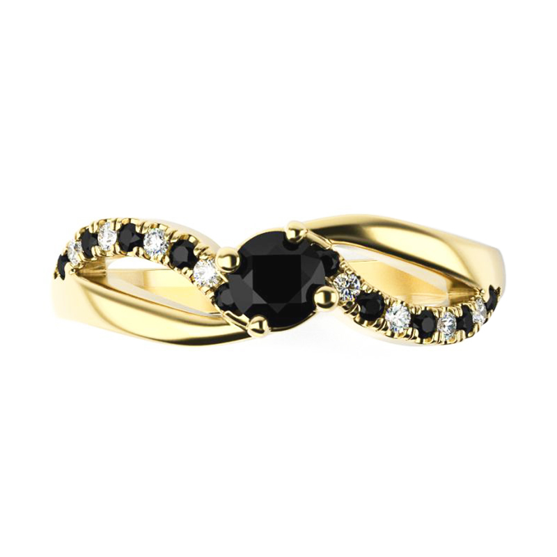 Zásnubný prsteň s čiernymi a bielymi diamantmi Damica 119351
