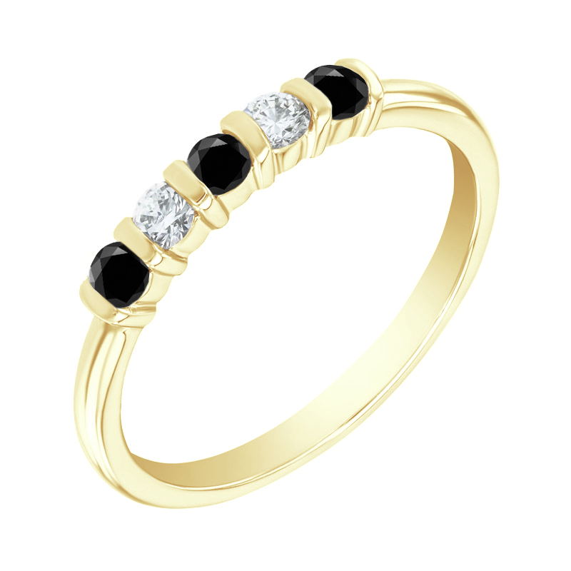 Eternity prsteň s čiernymi a bielymi diamantmi Elija 120091