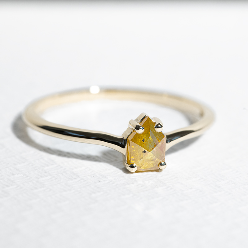 Zlatý prsteň s pentagon salt and pepper diamantom Verna 125621