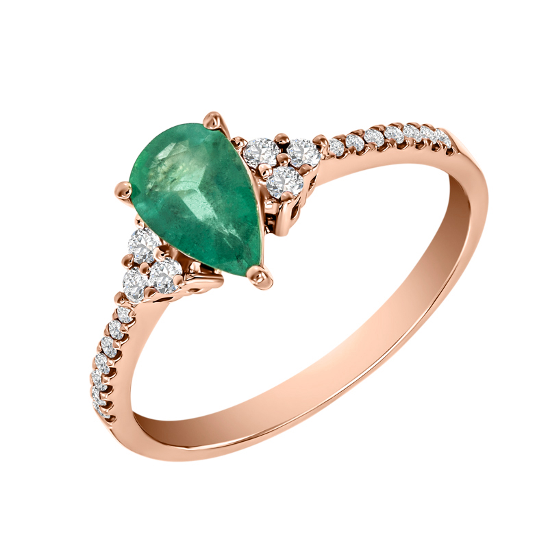 Zlatý prsteň so smaragdovou slzou 12661