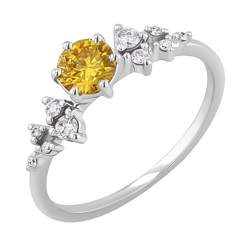 Zásnubný prsteň s 0.44ct IGI certifikovaným žltým lab-grown diamantom Kasi