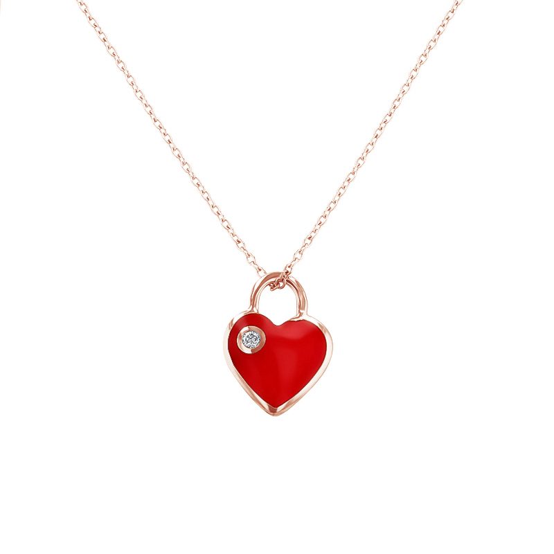 Červený keramický prívesok v tvare srdca s diamantom Cristina 128711