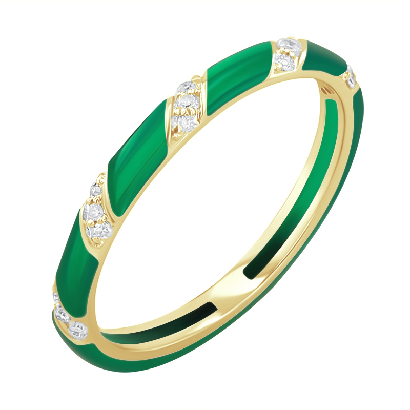 Zelený keramický prsteň s diamantmi Jayne 128731