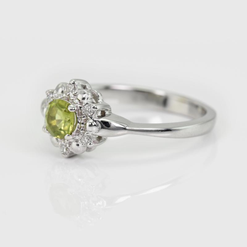 Prsteň s olivínom a diamantmi 13631