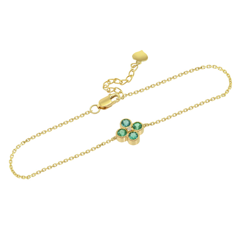 Zlatý smaragdový náramok s diamantom Wugo