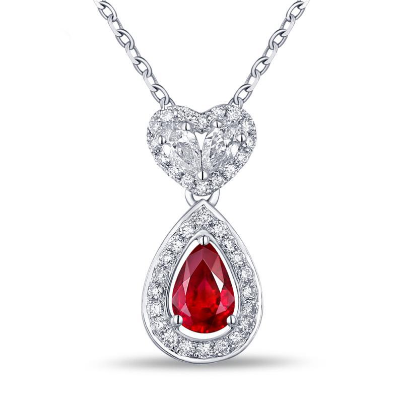 Zlatý náhrdelník s rubínom a diamantmi Limpid
