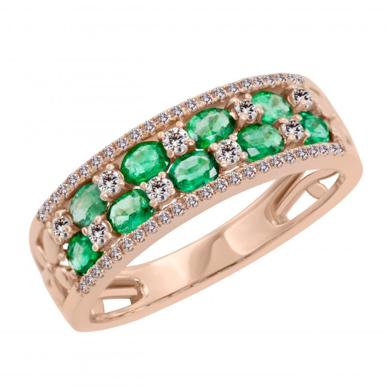 Zlatý prsteň vykladaný smaragdmi a diamantmi Pablo