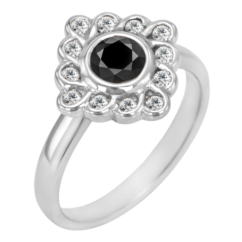 Zásnubný prsteň s čiernym diamantom a diamantmi Maxy