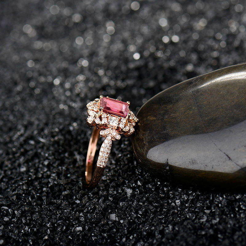 Turmalínový prsteň plný diamantov 17801