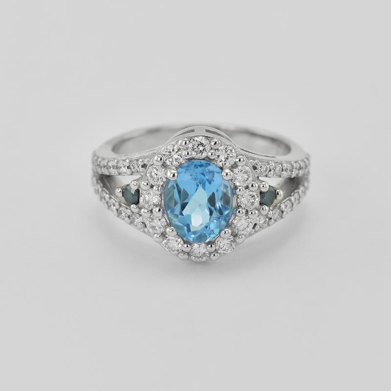 Prsteň s topásom a modrými diamantmi 22821