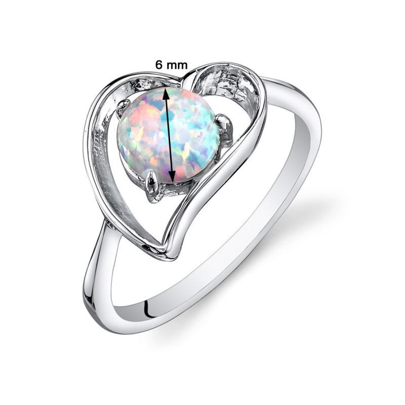 Strieborný prsteň s opálom v tvare srdca 2641