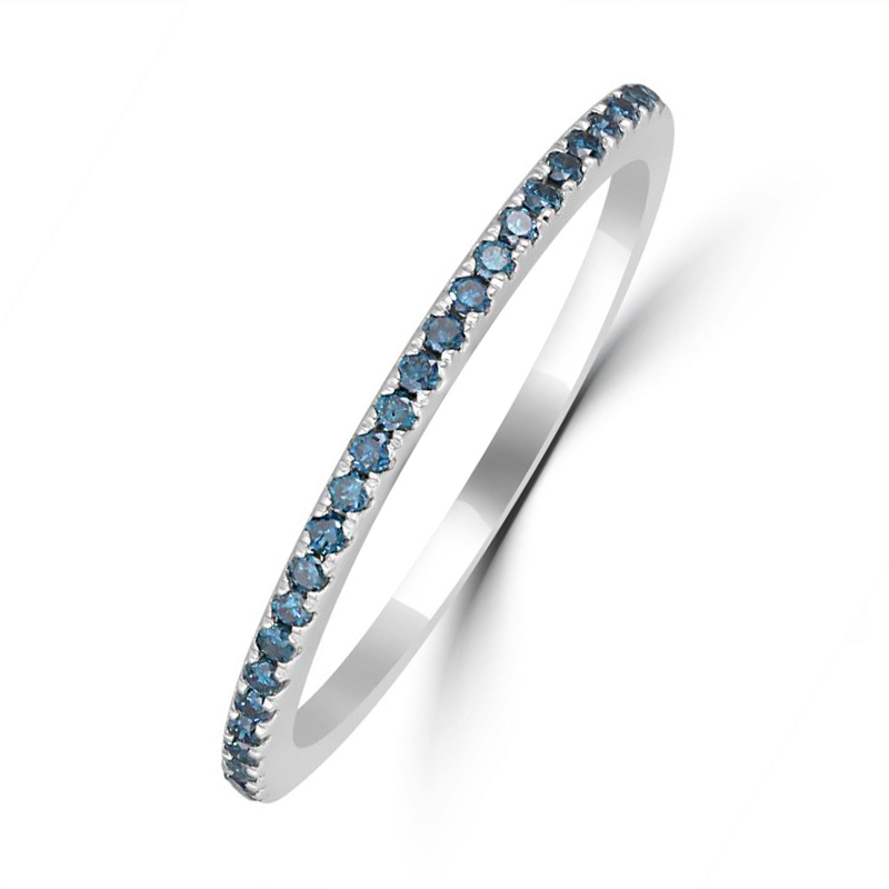 Eternity obrúčka s modrými diamanty a pánský komfortný prsteň 30721