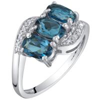 Zlatý prsteň s modrými oválnymi topásmi a diamantmi Sienna