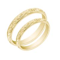 Zlaté vintage svadobné prstene s vygravírovanou vetvičkou Akie