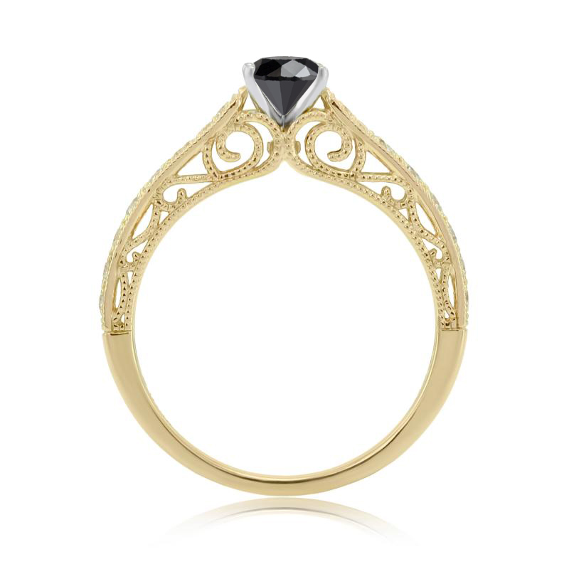 Zlatý prsteň s čiernym diamantom 40591