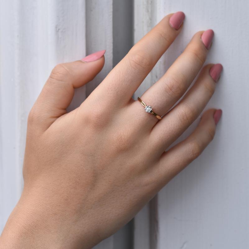 Zásnubný prsteň v štýle solitér z ružového zlata 45051
