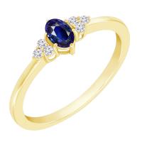 Zlatý prsteň s modrým zafírom a diamantmi Smiel