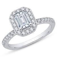 Zásnubný prsteň s emerald diamantom a postrannými diamantmi Makayla