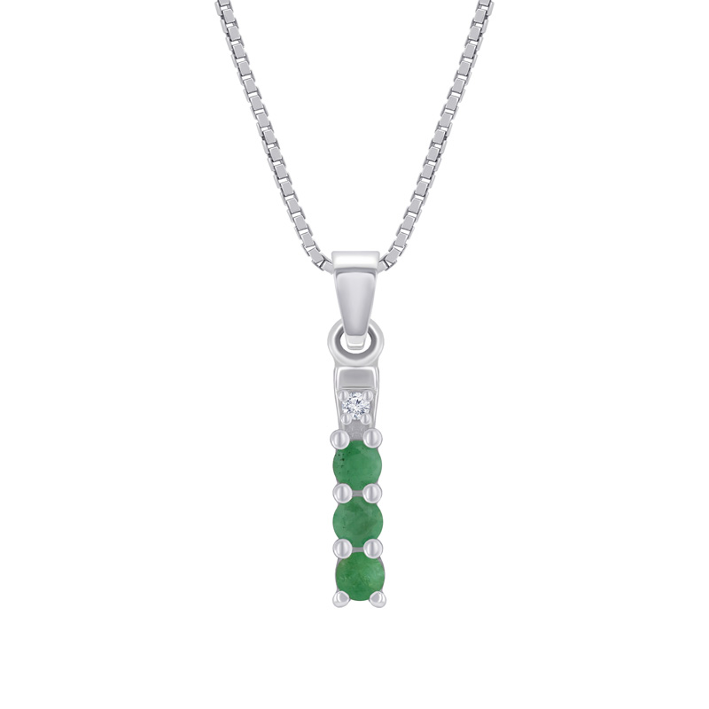 Jemný strieborný náhrdelník s prírodnými smaragdmi Bjorn