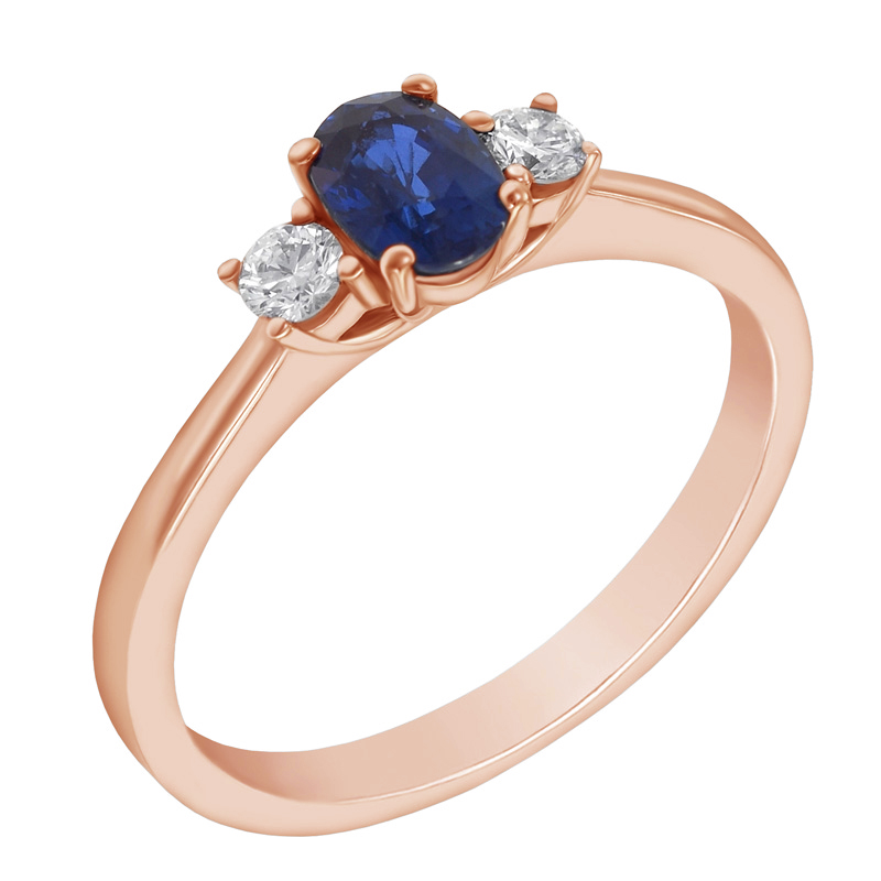 Zásnubný prsteň s oválným zafírom a diamantmi z ružového zlata 47811
