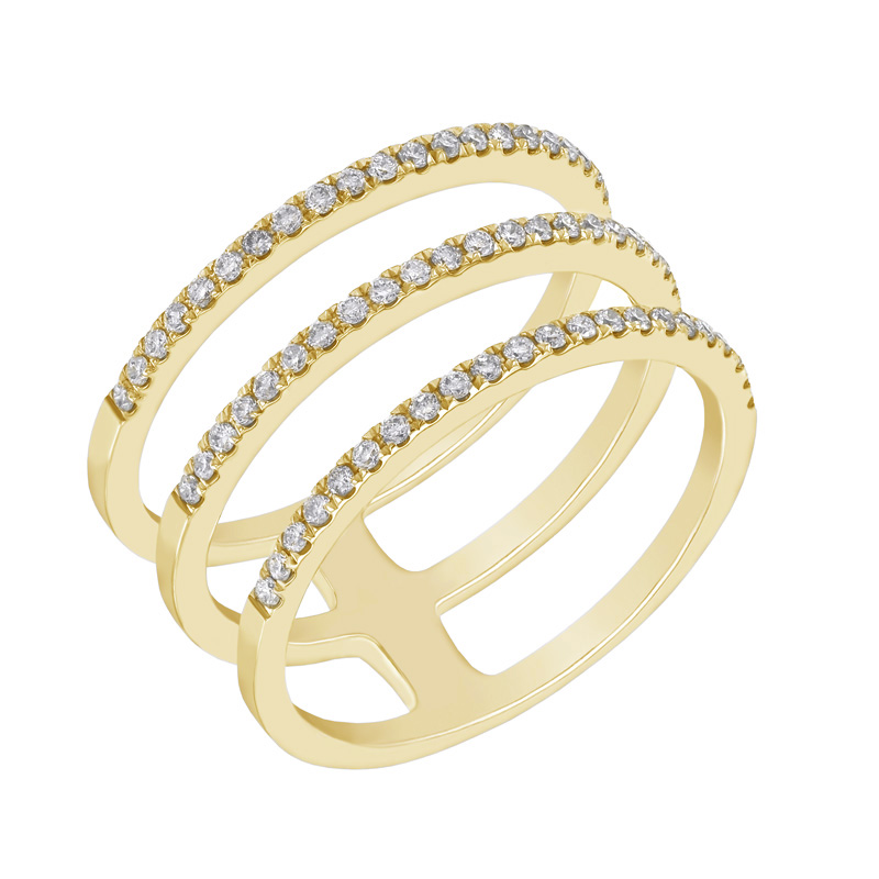 Trojitý zlatý prsteň s diamantmi 50221