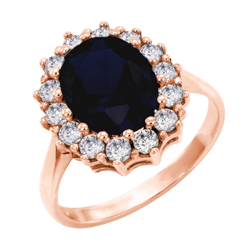 Zlatý prsteň s modrým zafírom a diamantmi 52771
