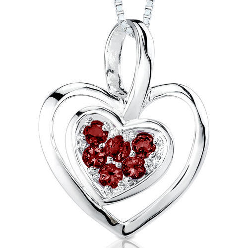 Strieborný náhrdelník srdce plný granátov Eylyn