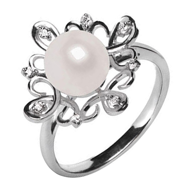 Perlový prsteň s diamantmi